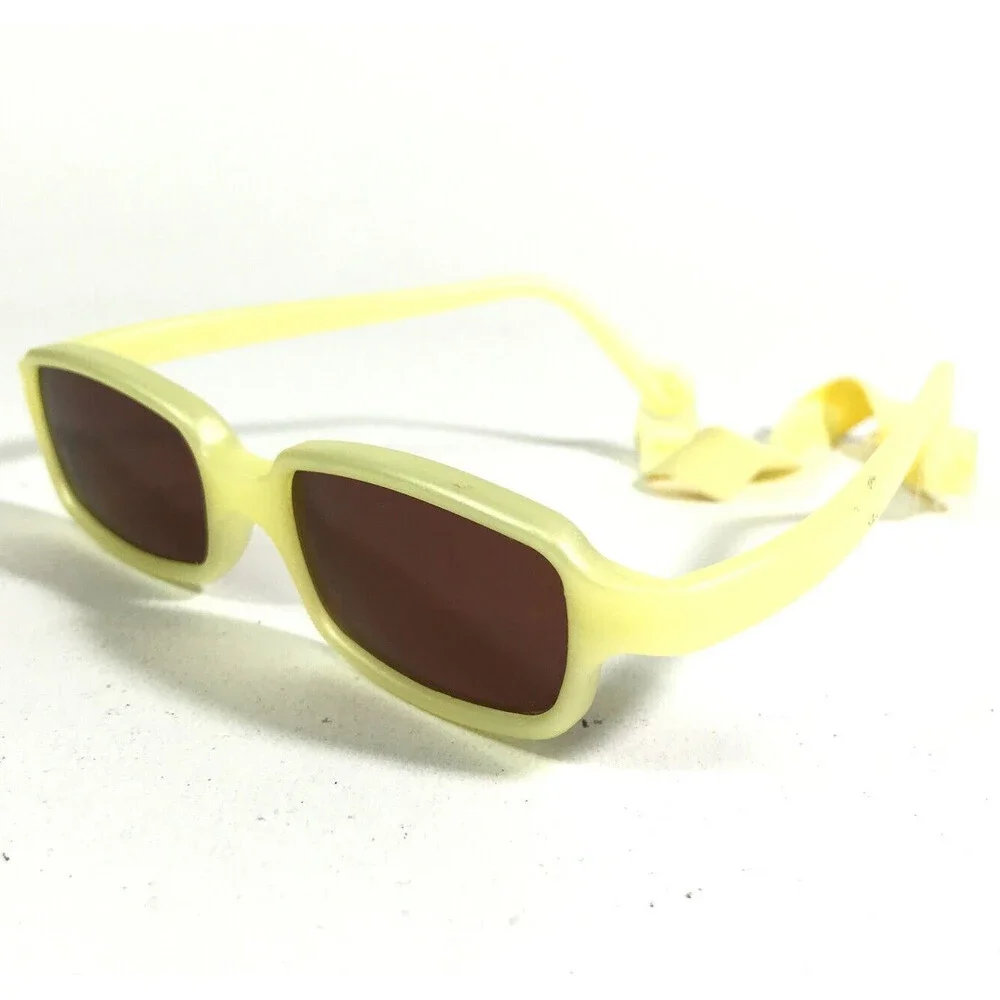 Miraflex Sunglasses NEW BABY 2 Yellow Rectangular Frames with Brown Lenses 42-14